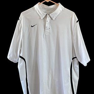 Mens White Nike Dri-Fit SS Polo Shirt Size XL
